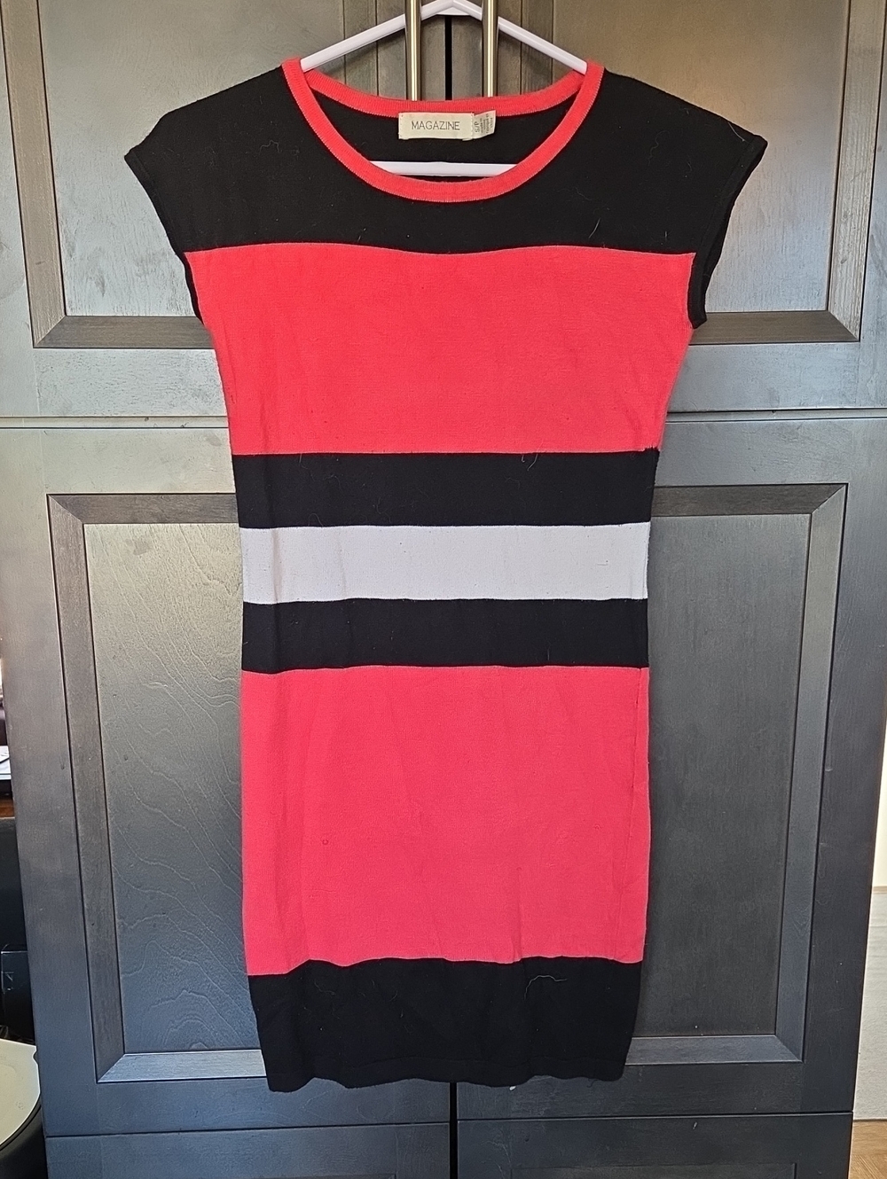 Red & Black Striped Knit Dress